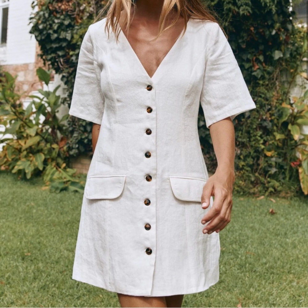 VRG Girl White V-Neck Short Sleeve Mini Sundress
